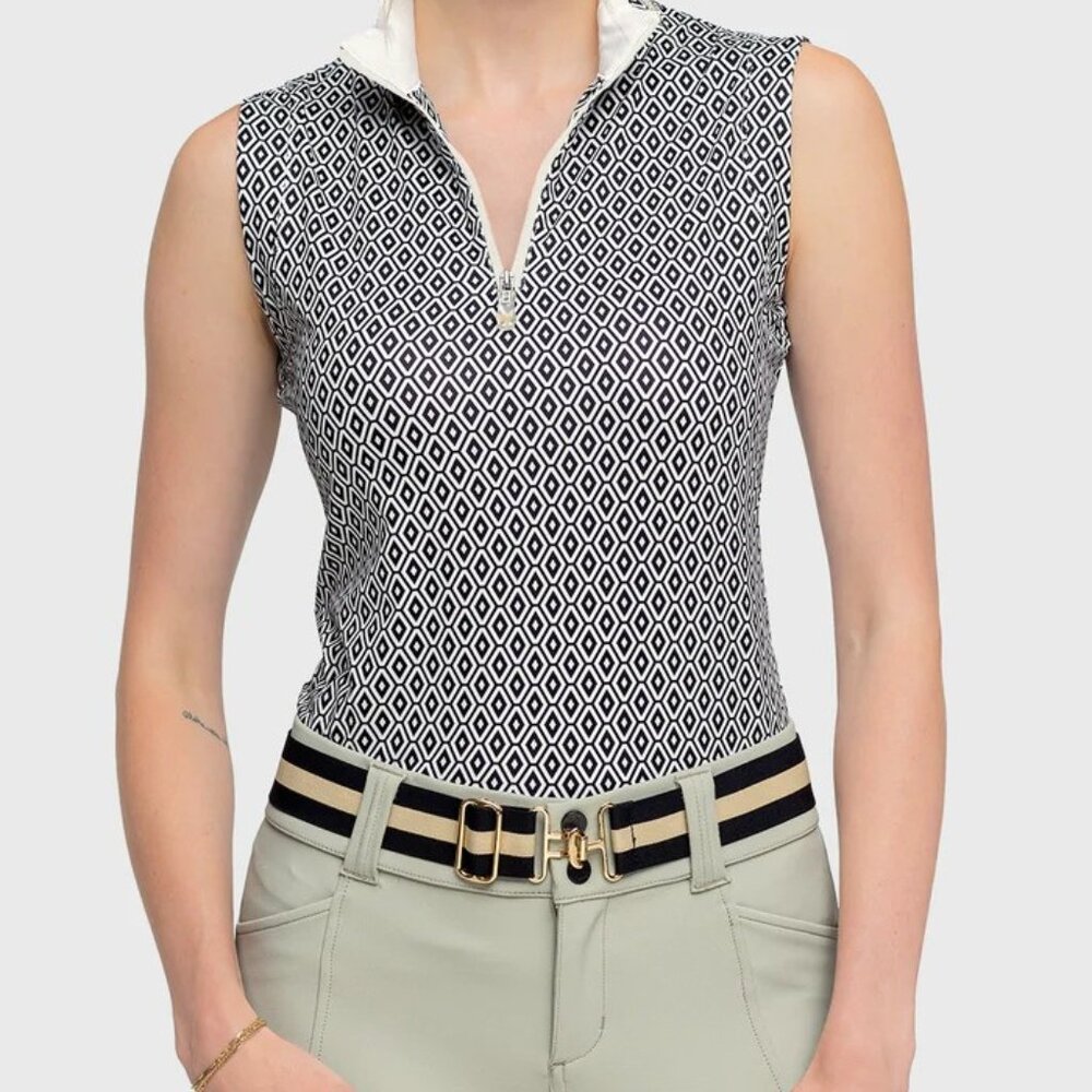 Kastel Denmark Black & White Geo Sleeveless Sun Shirt Ladies Size Large -NEW